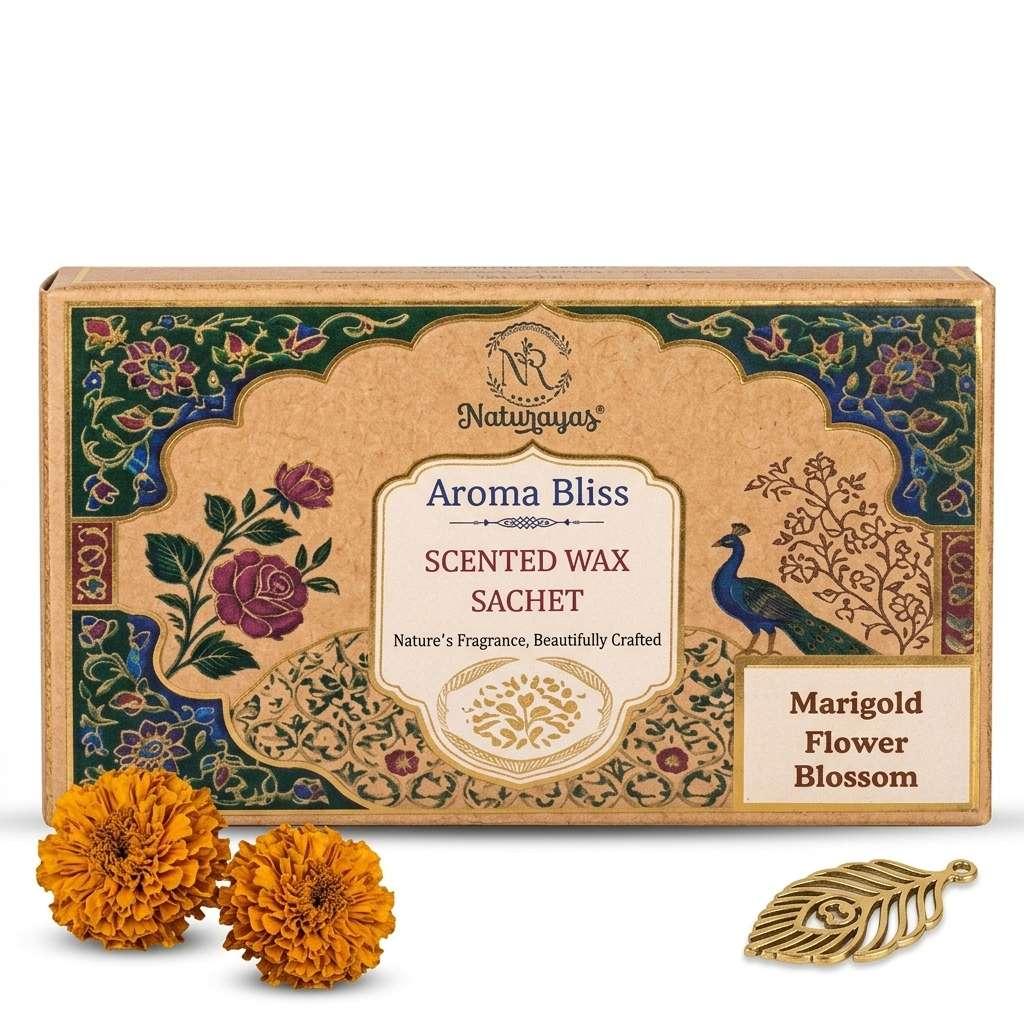 Naturayas Marigold Flower Blossom Aroma Bliss Scented Wax Sachet – Luxury Wardrobe & Drawer Fragrance