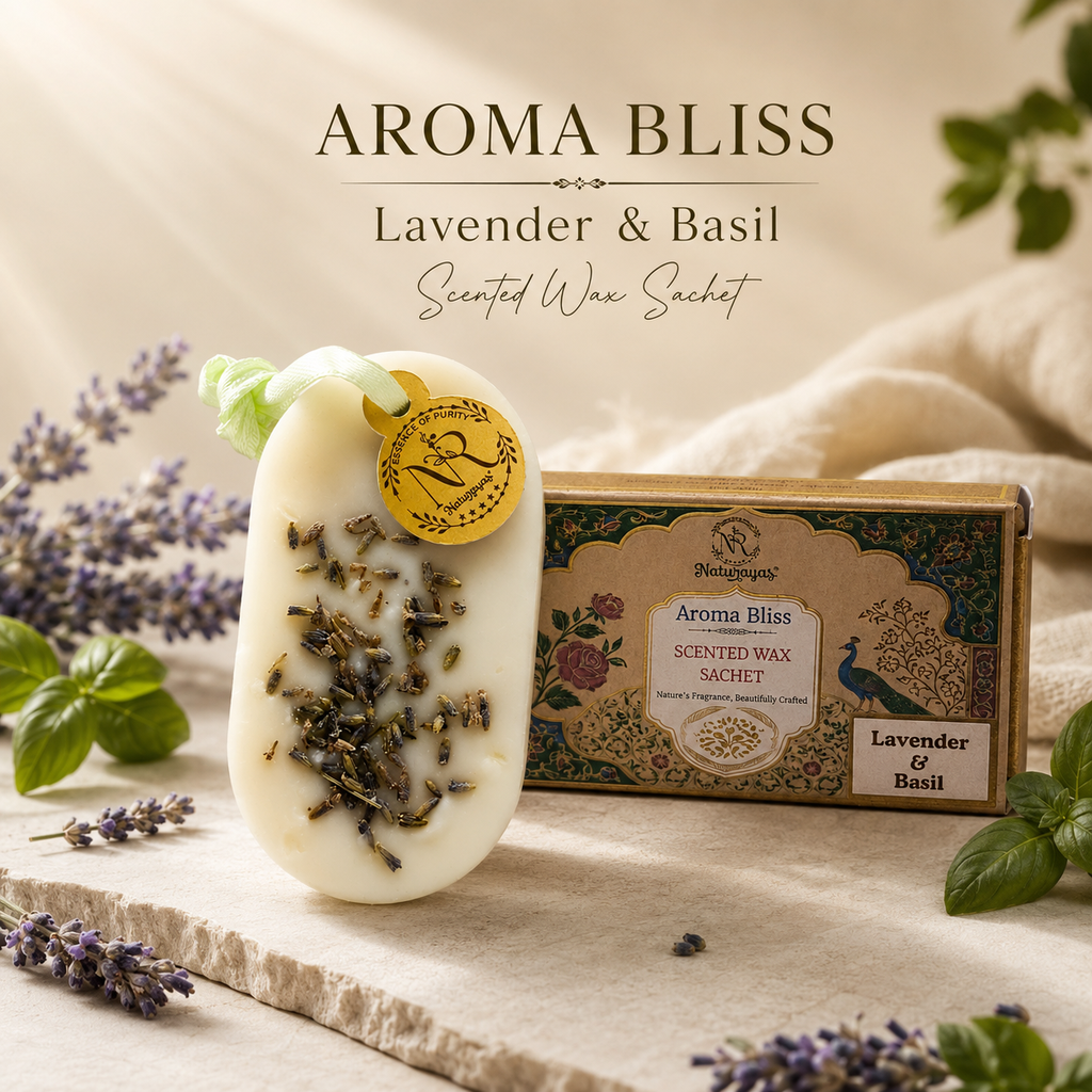 Naturayas Lavender & Basil Aroma Bliss Scented Wax Sachet – Luxury Wardrobe & Drawer Fragrance