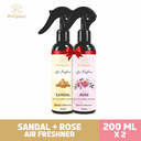 Naturayas Luxury Air Freshener Combo (Sandalwood + Rose) | No Gas, No Alcohol Long Lasting Room Spray Mist (200ml x 2 Pack)