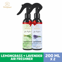 Naturayas Premium Air Freshener Combo (Lemongrass + Lavender) | No Gas, No Alcohol Long Lasting Room Spray Mist (200ml x 2 Pack)